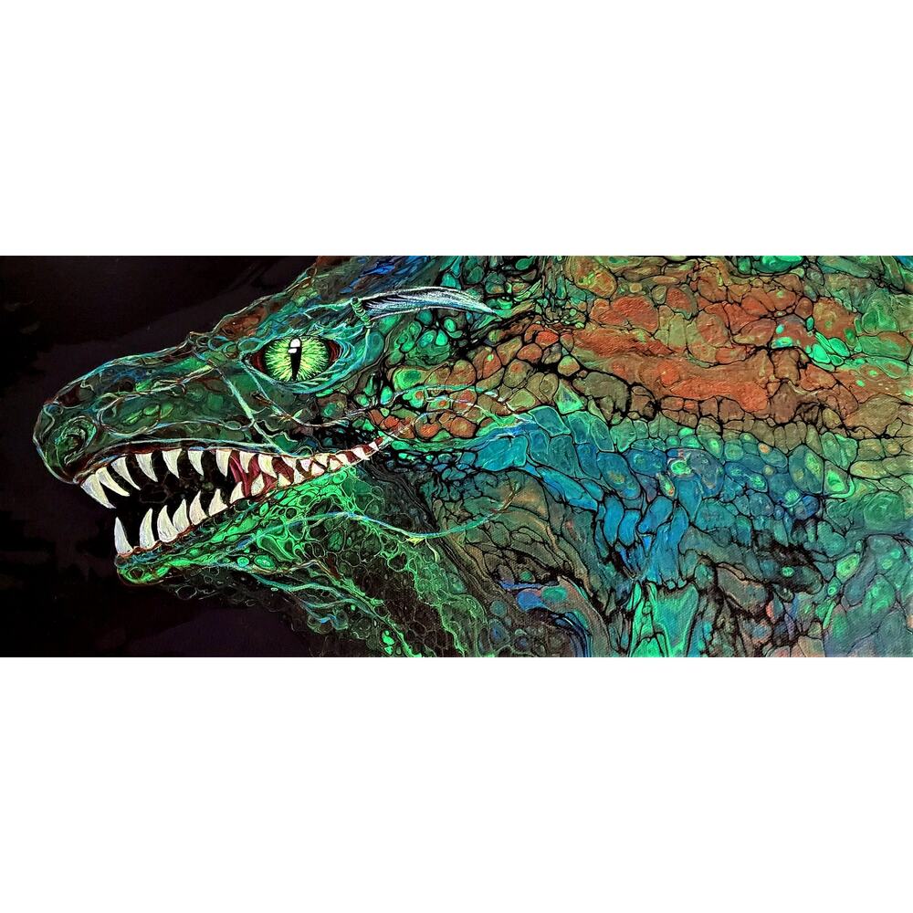 Art Print from my Original Work 9" x 18" "Dragon Charging" Acid Free Paper